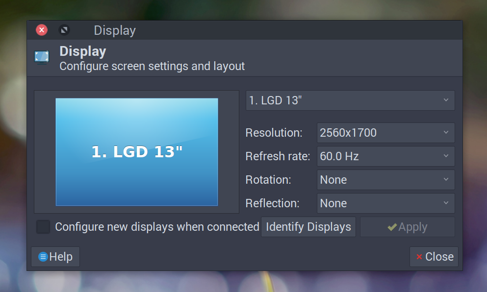 Gallium HDPI Display Configuration